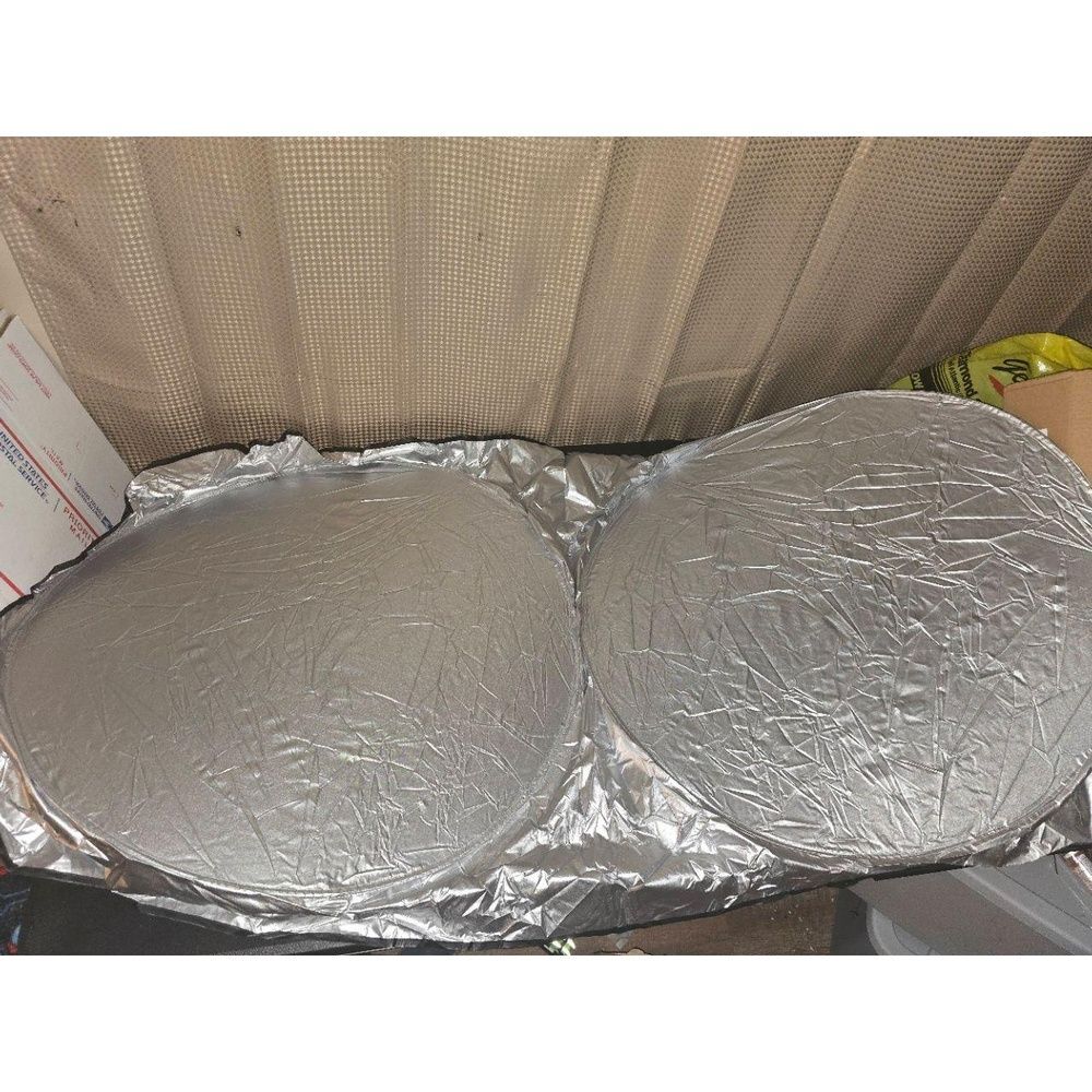 NEW Collapsible Car Sunshade Silver Round Reflective Heat Blocker UV Protection